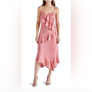 Steve Madden Christina Ruffle Maxi Dress in Rose Mauve Pink Size XL